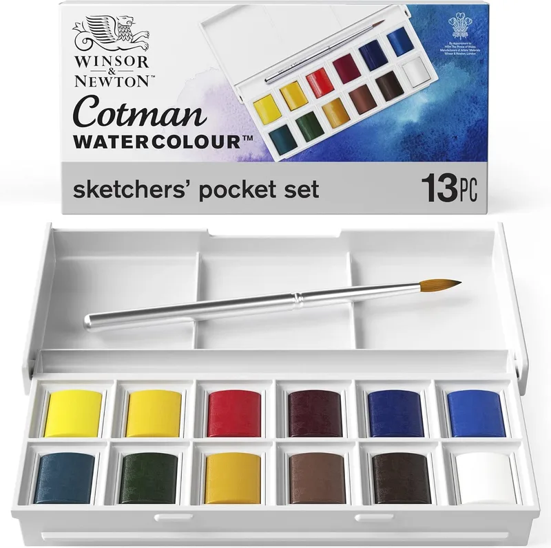Winsor & Newton ▫️ Conjunto de aguarelas CotMan, sortido de cores, 1 conjunto