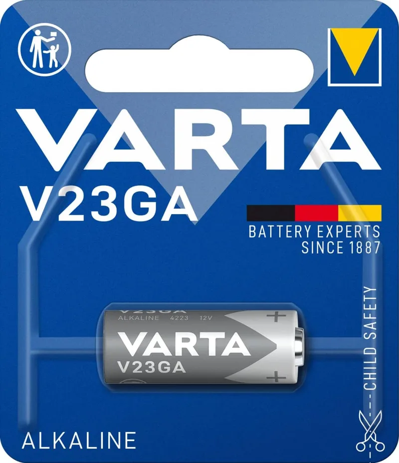 Varta ▫️ Pilha alcalina 12 V Eletrónica V23GA, pilhas tipo botão na embalagem original de 1 unidade.