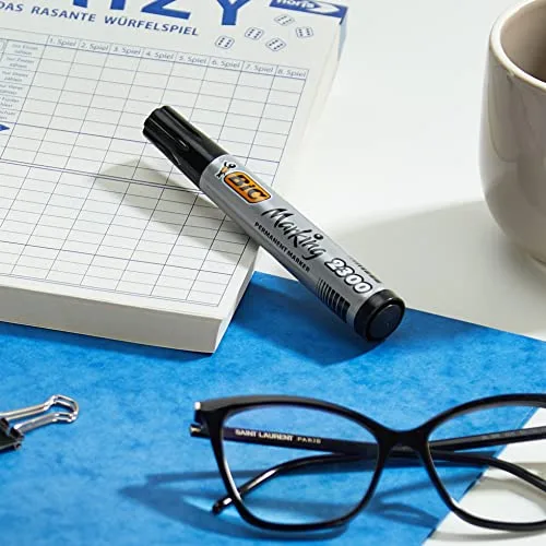 BIC ▫️ Marking 2300 ECOlutions - Caixa de 12 unidades, marcadores permanentes com ponta média biselada, cor preta 3