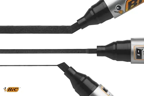 BIC ▫️ Marking 2300 ECOlutions - Caixa de 12 unidades, marcadores permanentes com ponta média biselada, cor preta 4