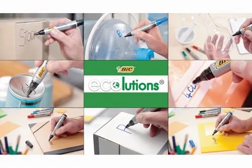 BIC ▫️ Marking 2300 ECOlutions - Caixa de 12 unidades, marcadores permanentes com ponta média biselada, cor preta 6