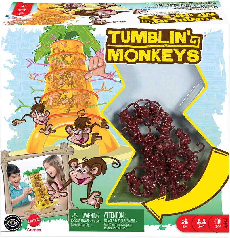 Mattel Games ▫️ Crazy Monkeys, Jogos de tabuleiro para crianças +5 anos, 2-4 jogadores, Jogos de aprox. 30 min (52563)