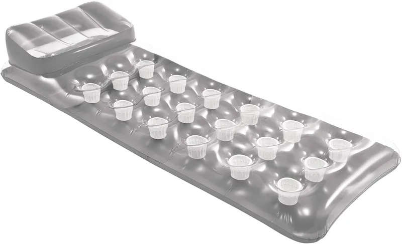 Intex ▫️ 58894EU - Colchão insuflável com 18 orifícios e almofada, vinil, cinzento, 188 x 71 cm