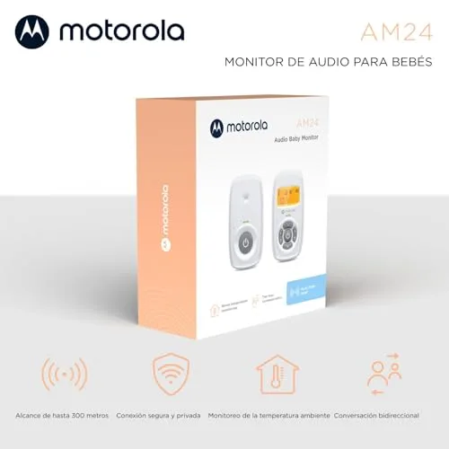 Motorola Nursery ▫️ Motorola AM24 / MBP24 Baby Monitor Audio - Monitor digital para bebés DECT - Ecrã com indicação da temperatura ambiente - Microfone de alta sensibilidade com função de comunicação bidirecional 2