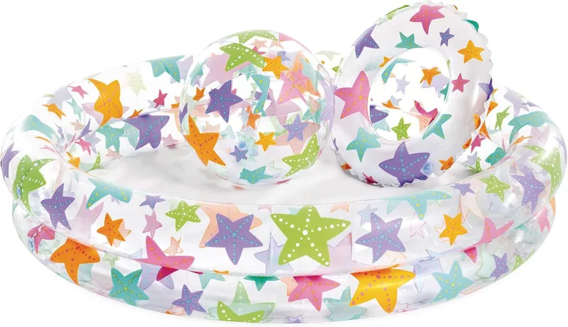 Intex ▫️ Piscina flutuador e bola colorida com acessórios, 122 x 25 cm, 150 litros (59460)