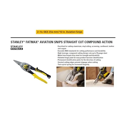 STANLEY ▫️ FATMAX Tesoura de aviação de corte reto com ação composta, 2-14-563 2