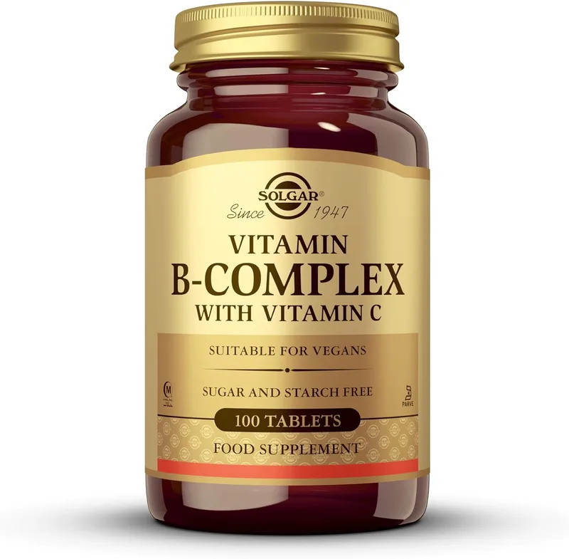 Solgar ▫️ Vitamina B-Complexo com Vitamina C, Sabor e Sabor a Baunilha, 100 Unidades