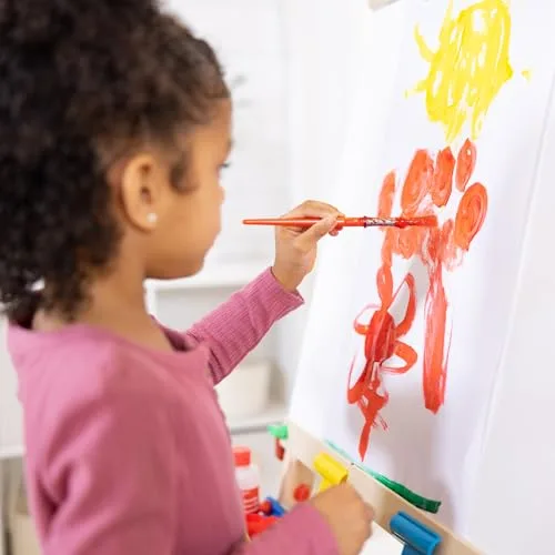 Spin Master ▫️ MELISSA & DOUG Cavalete infantil de madeira para pintar 3 em 1: quadro branco, quadro de giz e suporte para rolo de papel, ajustável - 6073589 - Atividades manuais para crianças - Presente para crianças a partir dos 3 anos - Certificados FSC 6