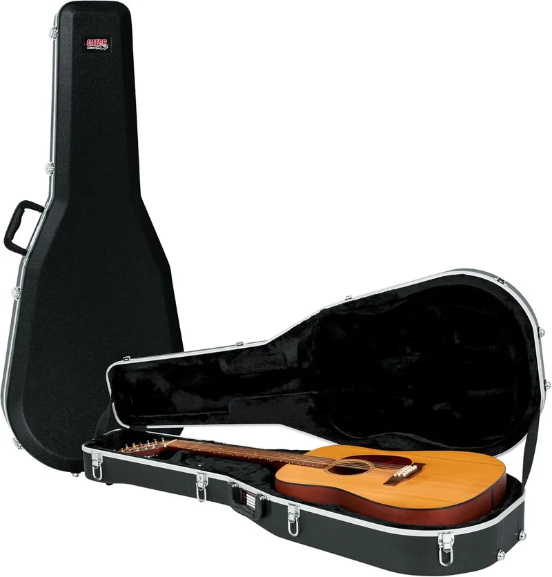 Gator ▫️ Estojo Cases Deluxe em ABS moldado para guitarras acústicas de 12 cordas; Adapta-se a guitarras acústicas de 12 cordas estilo Dreadnought (GC-DREAD-12)