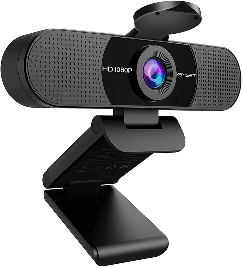 EMEET ▫️ Webcam 1080P Webcam com Microfone C960 Webcam de Transmissão com 2 Microfones com Cobertura de Privacidade, Visão de 90°, Webcam USB Plug & Play para Chamadas/Conferências, Zoom/Skype/Youtube