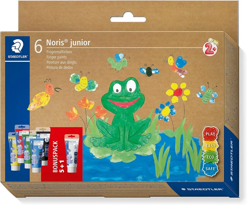STAEDTLER ▫️ Eberhard Faber Noris Club 8816 - Conjunto de 6 frascos de tinta para pintar com os dedos