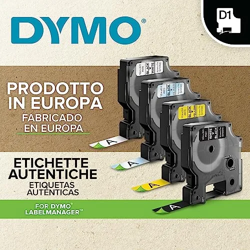 DYMO ▫️ Etiquetas originais D1 | impressão a preto sobre fundo branco | 19 mm × 7 m | etiquetas autoadesivas para etiquetadoras LabelManager 3