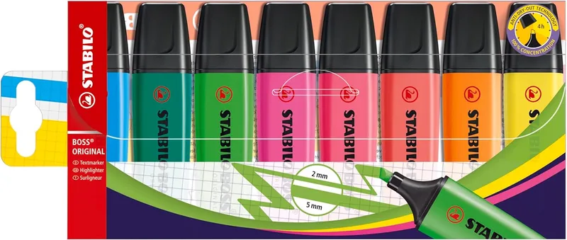 STABILO ▫️ marcador fluorescente - BOSS ORIGINAL | embalagem de 8