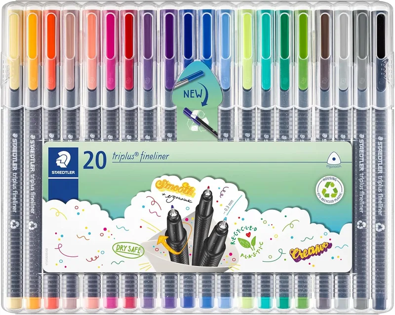 STAEDTLER ▫️ 334 ST Conjunto de 20 canetas de feltro, Multicor, (334 SB20)