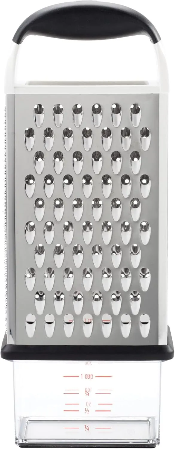 OXO ▫️ Good Grips, ralador de cozinha de 4 faces com taça incorporada, aço inoxidável e lavável na máquina de lavar louça, Pequeno