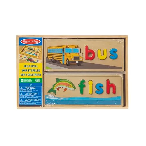 Melissa & Doug ▫️ Brinquedo educativo de madeira para aprender inglês, brinquedo Montessori, brinquedo para soletrar em inglês, presente para meninos e meninas de 3, 4, 5, 6, 7 e 8 anos 3