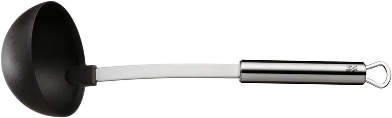 WMF ▫️ Profi Plus - Colher de sopa Ø 9 cm, 30 cm, silicone preto, cabo em aço inoxidável Cromargan, adequada para a máquina de lavar louça
