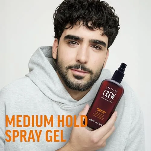 American Crew ▫️ Medium Hold Spray Gel, Gel para o cabelo masculino com fixação média, proporciona controlo e flexibilidade, protetor e hidratante capilar, para todos os tipos de cabelo, 250 ml 2