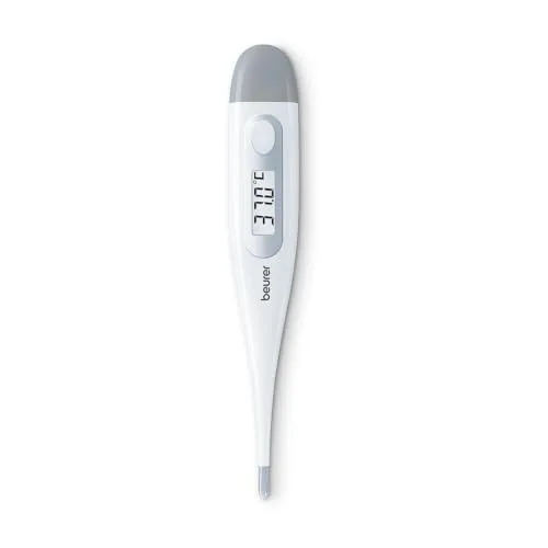 Beurer ▫️ FT09 Termómetro Digital e Corporal, à prova de água, ecrã LCD com margem de medição de +/- 0,1 ºC, sinal sonoro, sem vidro, cor branca 2