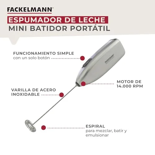 Fackelmann ▫️ Espumador de Leite, Batedor Elétrico de Leite com 13 500 RPM para Cappuccino, Chá Matcha, Mini Batedor, Espumador de Leite, Batedor de Leite Sem Fios, Mini Batedor Portátil, Batedor de Matcha 2