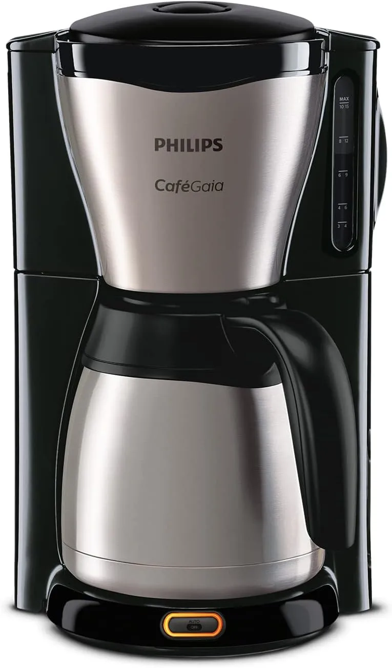 PHILIPS ▫️ Máquina de café - Jarro térmico de 1,2 L, até 15 chávenas, aço inoxidável, prateado/preto (HD7546/20)