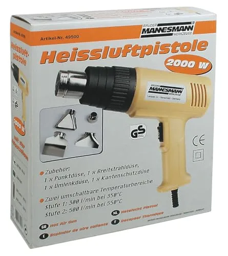 Mannesmann ▫️ M 49500 - Pistola de ar quente (2000 W, inclui 4 acessórios), 230 V || 50 Hz 3