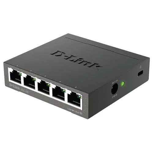 D-Link ▫️ DGS-105 - Switch de rede (5 portas Gigabit RJ-45, 10/100/1000 Mbps, estrutura metálica, IGMP snooping, deteção automática, priorização de tráfego QoS 802.1p) cor preta 6