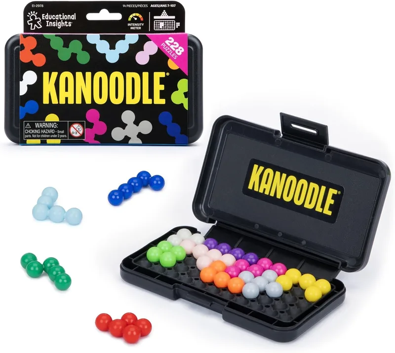 Educational Insights ▫️ Learning Resources Kanoodle: quebra-cabeças 3D e 2D, jogo de lógica portátil com 227 desafios e 228 peças, para crianças e adultos, dos 7 aos 11 anos