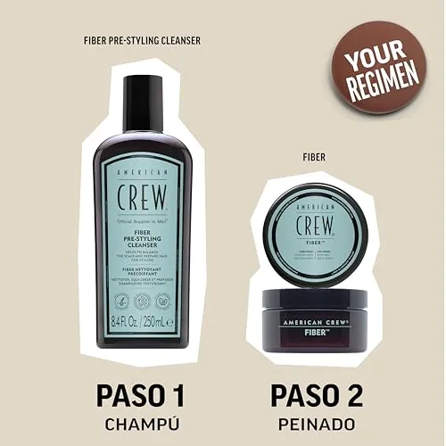 American Crew ▫️ Fiber, Cera para o cabelo masculino, fixação forte e flexível, modela e aumenta o brilho, para cabelo curto, modela e penteia o cabelo, 50 g 2