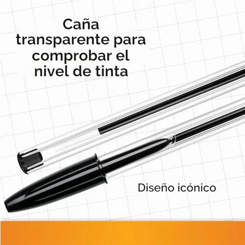 BIC ▫️ Cristal Original 8373631 - Caixa de 50 unidades, canetas esferográficas de ponta média (1,0 mm), cor preta 2