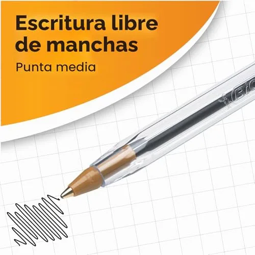 BIC ▫️ Cristal Original 8373631 - Caixa de 50 unidades, canetas esferográficas de ponta média (1,0 mm), cor preta 3