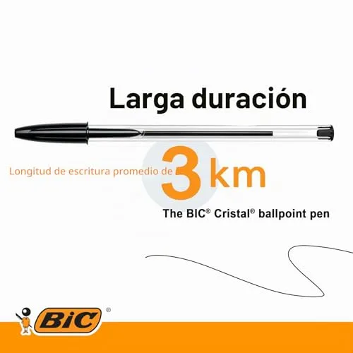 BIC ▫️ Cristal Original 8373631 - Caixa de 50 unidades, canetas esferográficas de ponta média (1,0 mm), cor preta 5