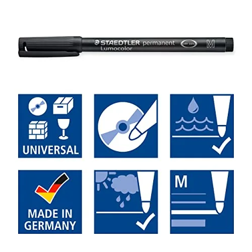 STAEDTLER ▫️ Lumocolor 317 Marcadores permanentes – preto, embalagem de 10, 1,0 mm 5