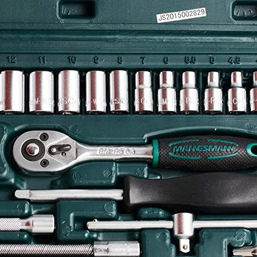 Mannesmann ▫️ M 2040 (6/7) Conjunto de 46 chaves de boca de 1/4 de polegada em aço CV, prateadas, 6 cm 6