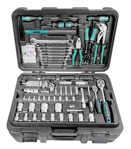Mannesmann ▫️ M29070, Maleta de ferramentas móvel, Cor: Preto, Conjunto de 122 peças 2
