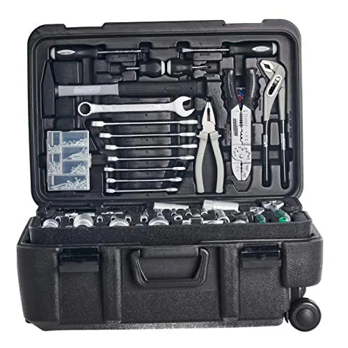 Mannesmann ▫️ M29070, Maleta de ferramentas móvel, Cor: Preto, Conjunto de 122 peças 5