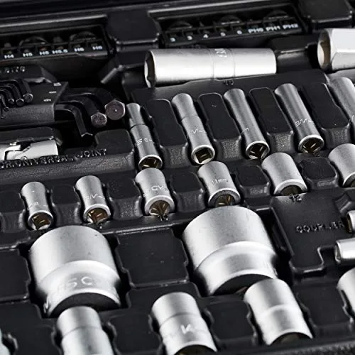 Mannesmann ▫️ M29070, Maleta de ferramentas móvel, Cor: Preto, Conjunto de 122 peças 6