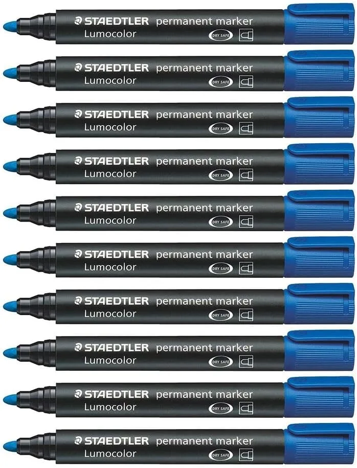 STAEDTLER ▫️ Lumocolor - Marcador (azul, 2 mm), embalagem de 10 unidades