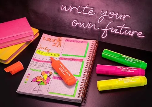 Faber-Castell ▫️ 154604 - Estojo com 4 marcadores fluorescentes - Amarelo - Laranja - Rosa - Verde 2