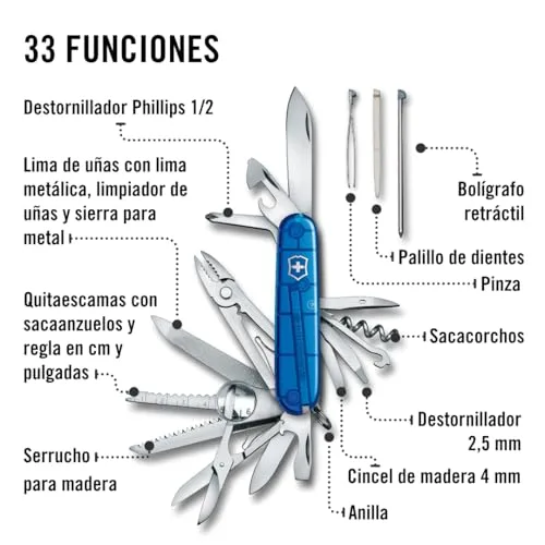 Victorinox ▫️ Swiss Champ, Canivete Suíço Multiusos, Canivete de bolso, Presente, 33 funções, Lâmina grande, Saca-rolhas 5