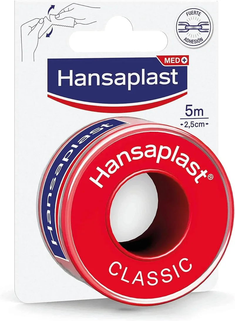 Elastoplast ▫️ Hansaplast Fita Adesiva Classic, forte aderência, rasga-se com a mão, para fixar ligaduras e pensos para feridas, 5 m x 2,5 cm