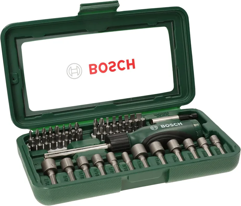 Bosch ▫️ Conjunto de 46 peças para aparafusar com chave de fendas manual (acessórios para furadeira-aparafusadora), cores sortidas