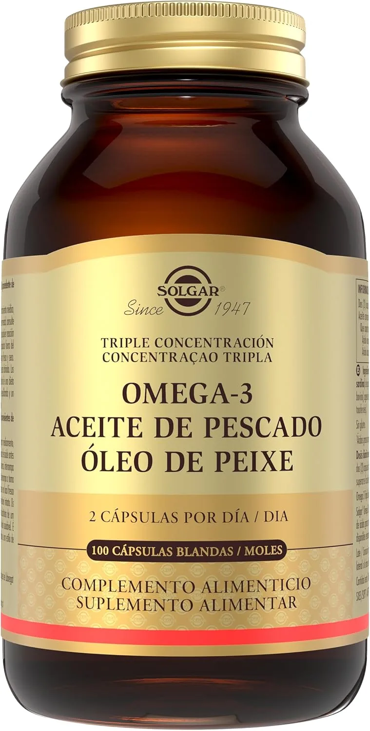 Solgar ▫️ Omega 3 Potência Tripla | Apoia o cérebro e os olhos | 100 cápsulas | Com EPA e DHA de alta concentração · Bom para a saúde do coração