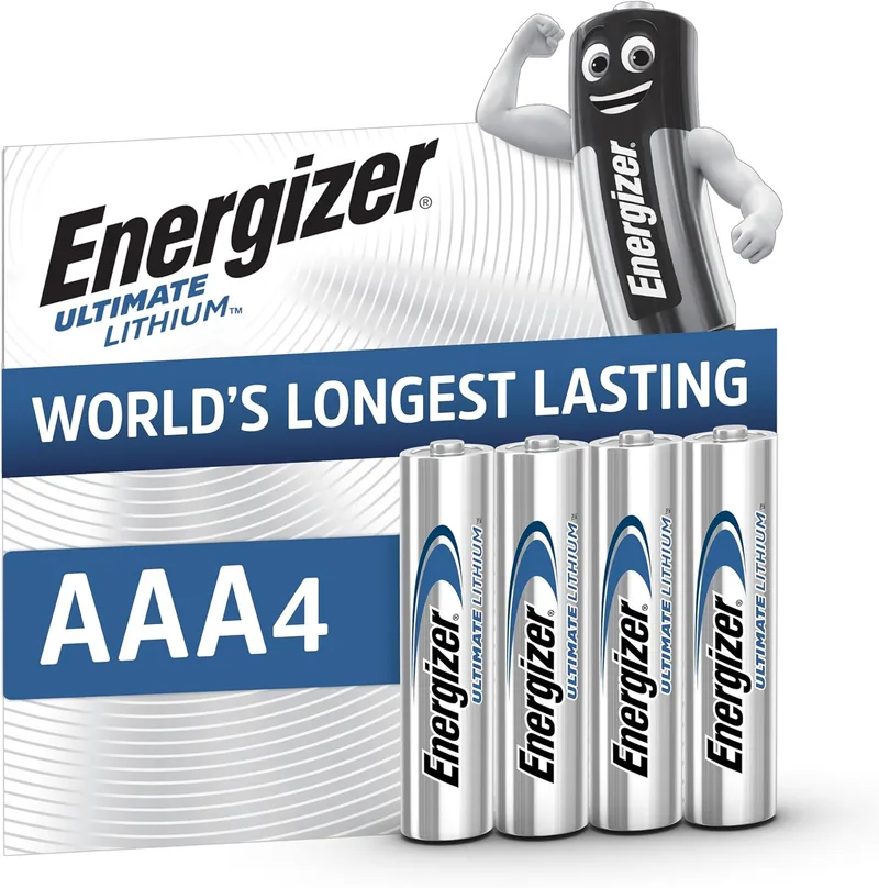 Energizer Max ▫️ Pilhas Energizer Ultimate Lithium AAA (Embalagem de 4) - Uma das pilhas AAA com maior autonomia do mundo - para dispositivos de elevado consumo - Embalagem 100% reciclável - 25 anos de vida útil