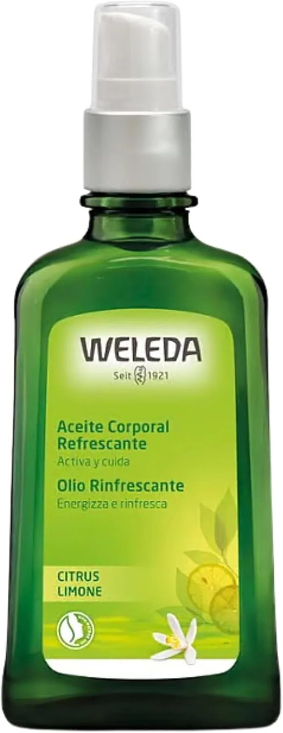 WELEDA ▫️ Óleo Corporal Refrescante de Citrinos, Combate a Secura, Refresca e Revitaliza a Pele, com Óleo de Amêndoa e Casca de Limão, 100% Natural, Vegano – 100 ml