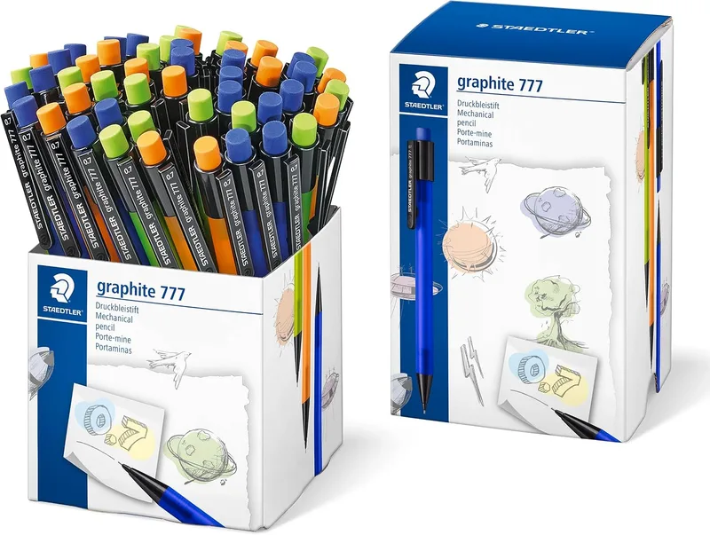 STAEDTLER ▫️ Graphite 777 07KP50 - Portaminas para escrita de 0,7 mm, cores translúcidas variadas. Embalagem com 50 portaminas