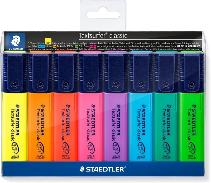STAEDTLER ▫️ 364WP8 - Marcadores fluorescentes, 8 unidades (embalagem de 1)