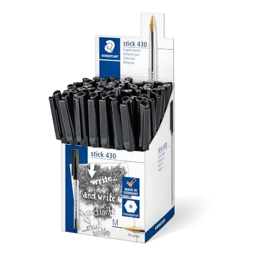 STAEDTLER ▫️ Stick 430 M-9CP5 - Caneta esferográfica de ponta média (50 unidades), cor preta 2