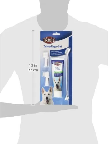 TRIXIE ▫️ Conjunto de higiene dentária para cães, pasta de dentes com menta (100 g), escova de dedo e escova de massagem, cuidados bucais completos, prevenção da placa bacteriana e do mau hálito 2