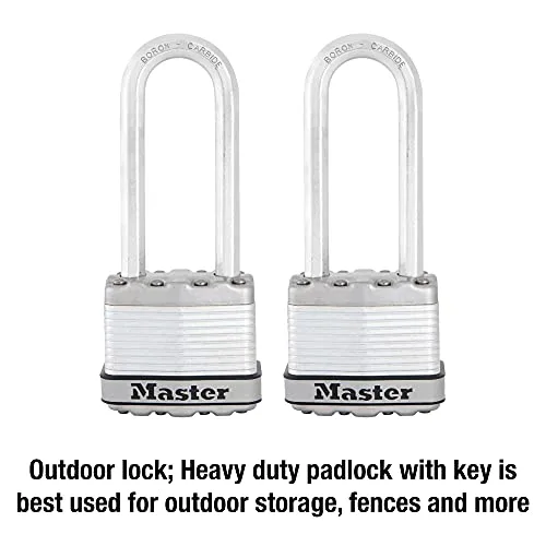 Master Lock ▫️ M1XTLJCCSEN - Cadeado Magnum em aço laminado com 1-3/4 polegadas de largura, 5/16 polegadas de diâmetro, distância da argola, embalagem dupla, argola de 2-1/2 polegadas 2